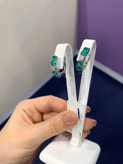 Magnifique Deep Emerald Diamond 14 Karat Earrings