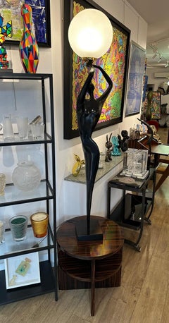 Magnifique lampe "Venus" en bronze et verre poli