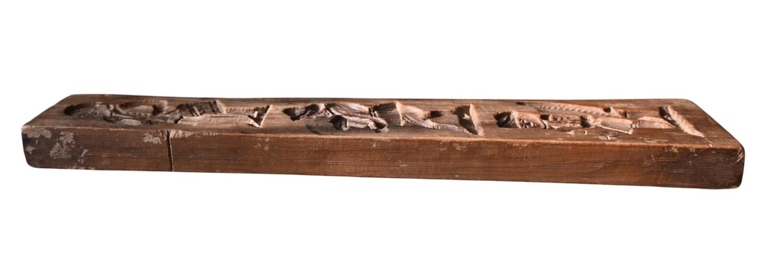 Magnifique moule à spéculoos ancien, en bois dur (probablement poirier), sculpté in vendita 2