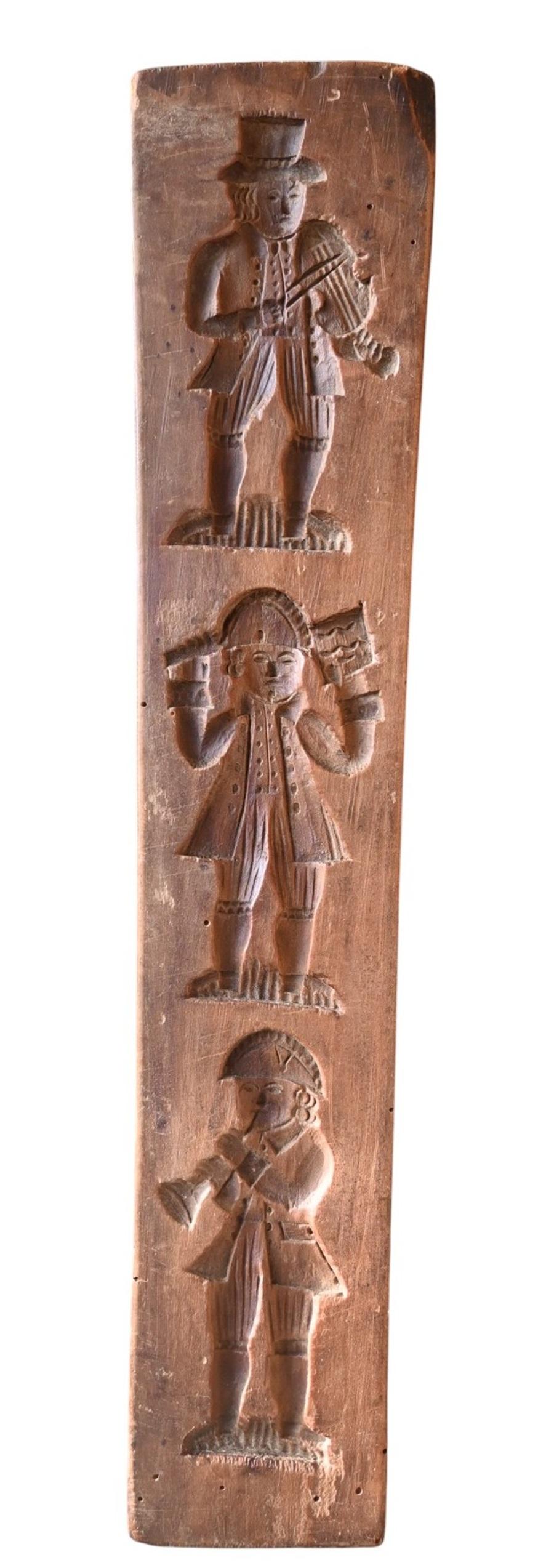 Arte popolare Magnifique moule à spéculoos ancien, en bois dur (probablement poirier), sculpté in vendita