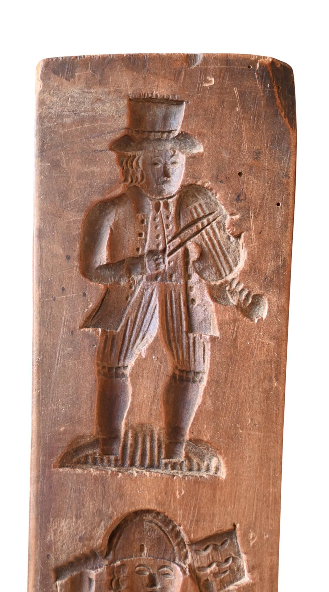 Francese Magnifique moule à spéculoos ancien, en bois dur (probablement poirier), sculpté in vendita