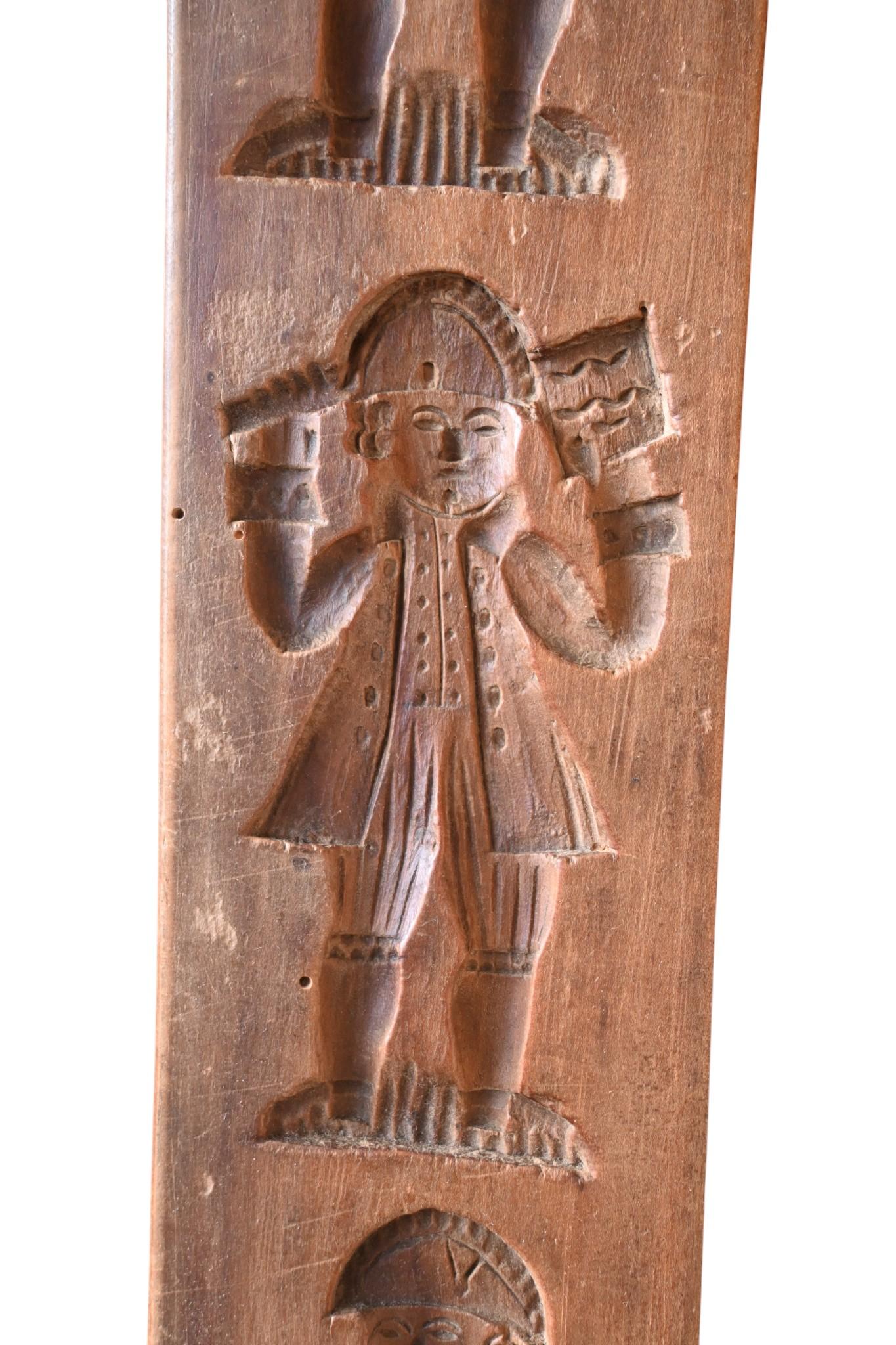 Intagliato a mano Magnifique moule à spéculoos ancien, en bois dur (probablement poirier), sculpté in vendita