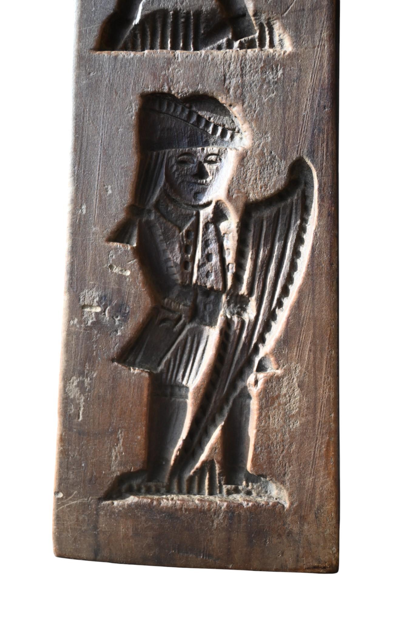 XIX secolo Magnifique moule à spéculoos ancien, en bois dur (probablement poirier), sculpté in vendita