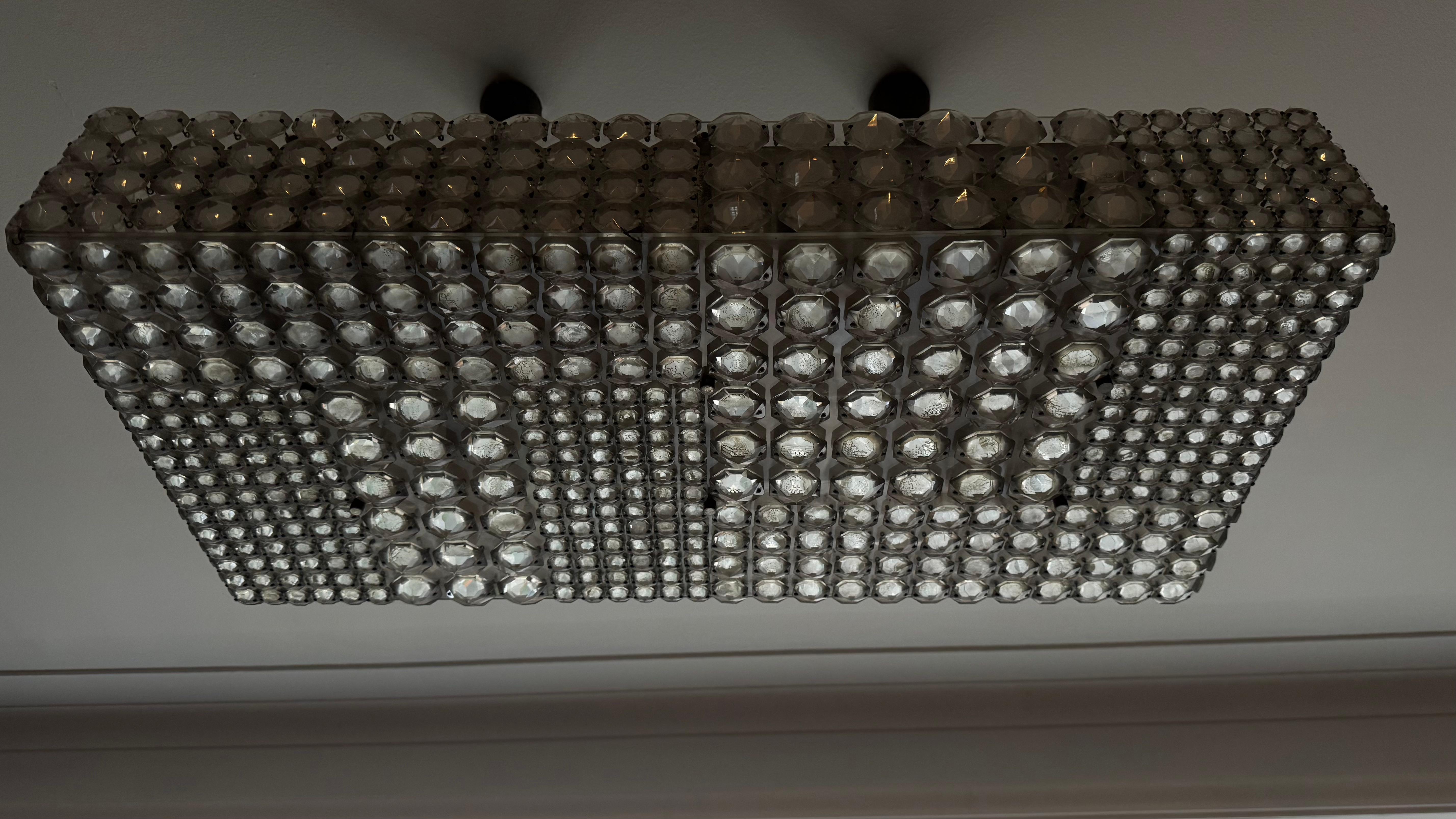 Magnifique Rare Large Rectangular Crystal Chandelier by Bakalowits in vendita 3