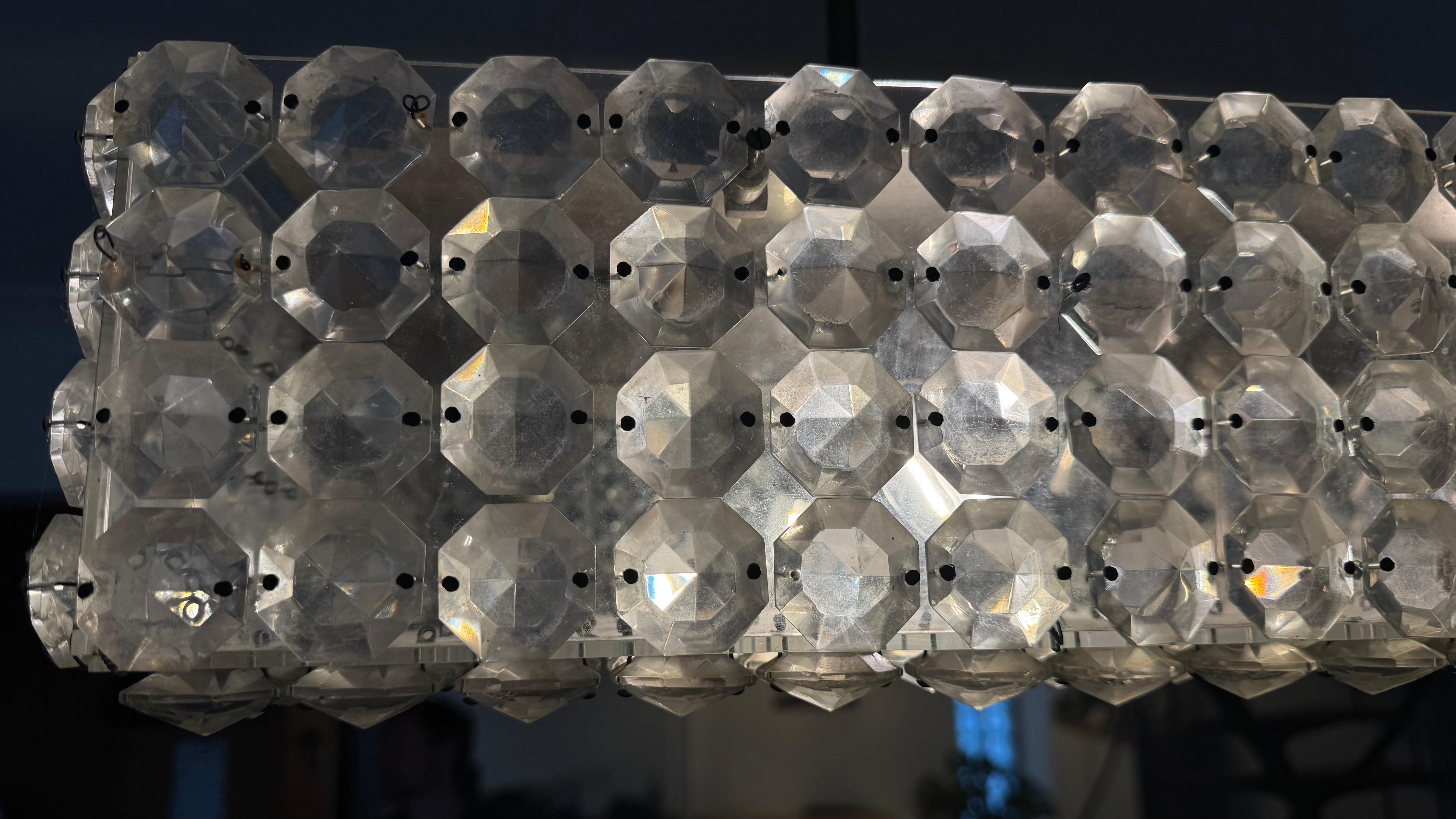 Magnifique Rare Large Rectangular Crystal Chandelier by Bakalowits in vendita 9