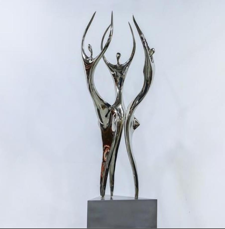 Magnifique sculpture en bronze argenté
