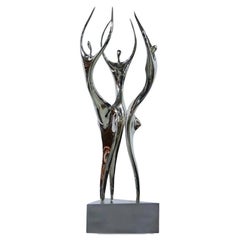 Magnifique sculpture "3 Graces" en bronze argenté