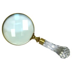 Vintage Magnifying Glass in Brass with Crystal Handle
