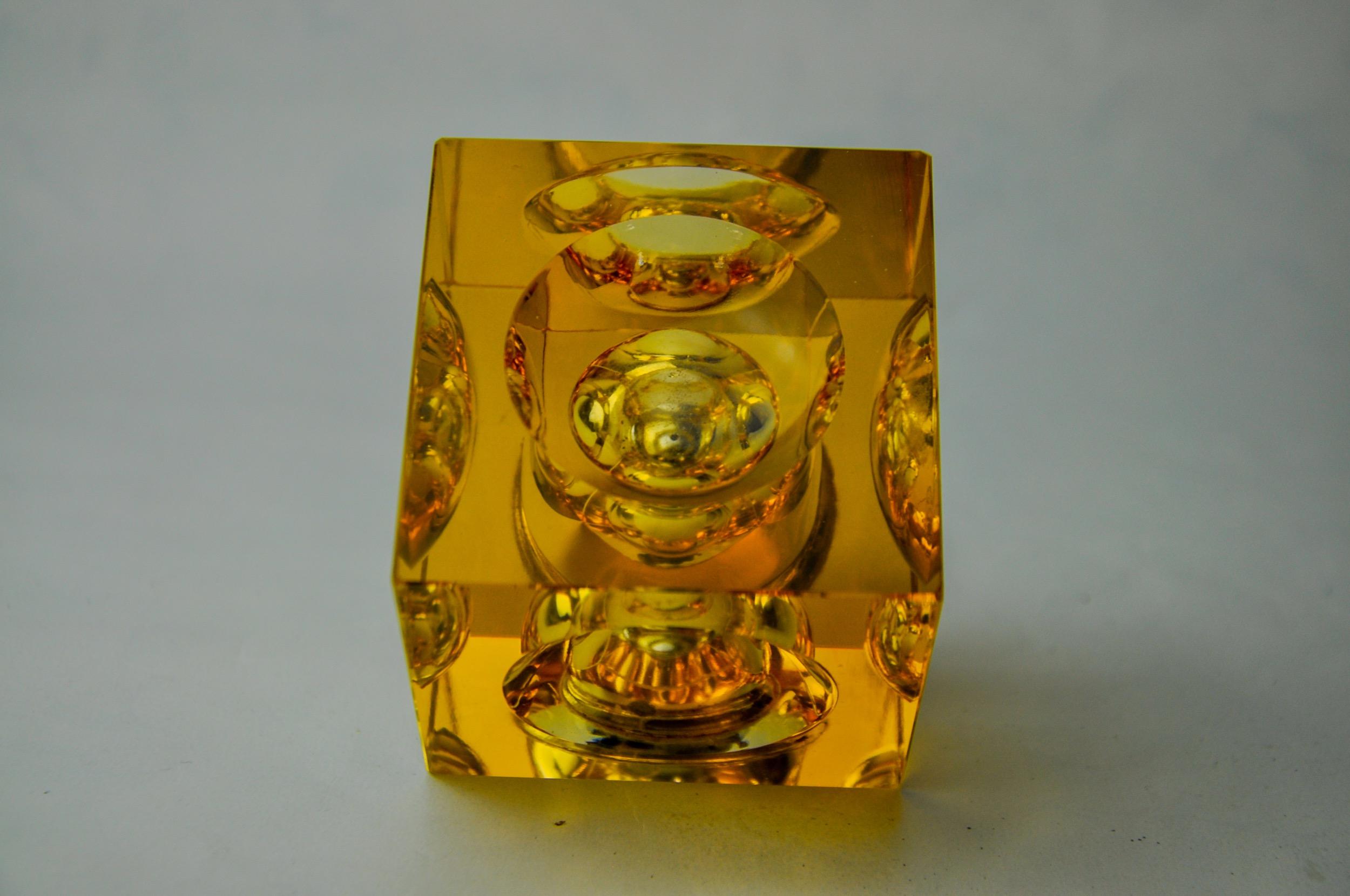 Cristal Briquet-loupe d'Antonio Imperatore, verre de Murano orange, Italie