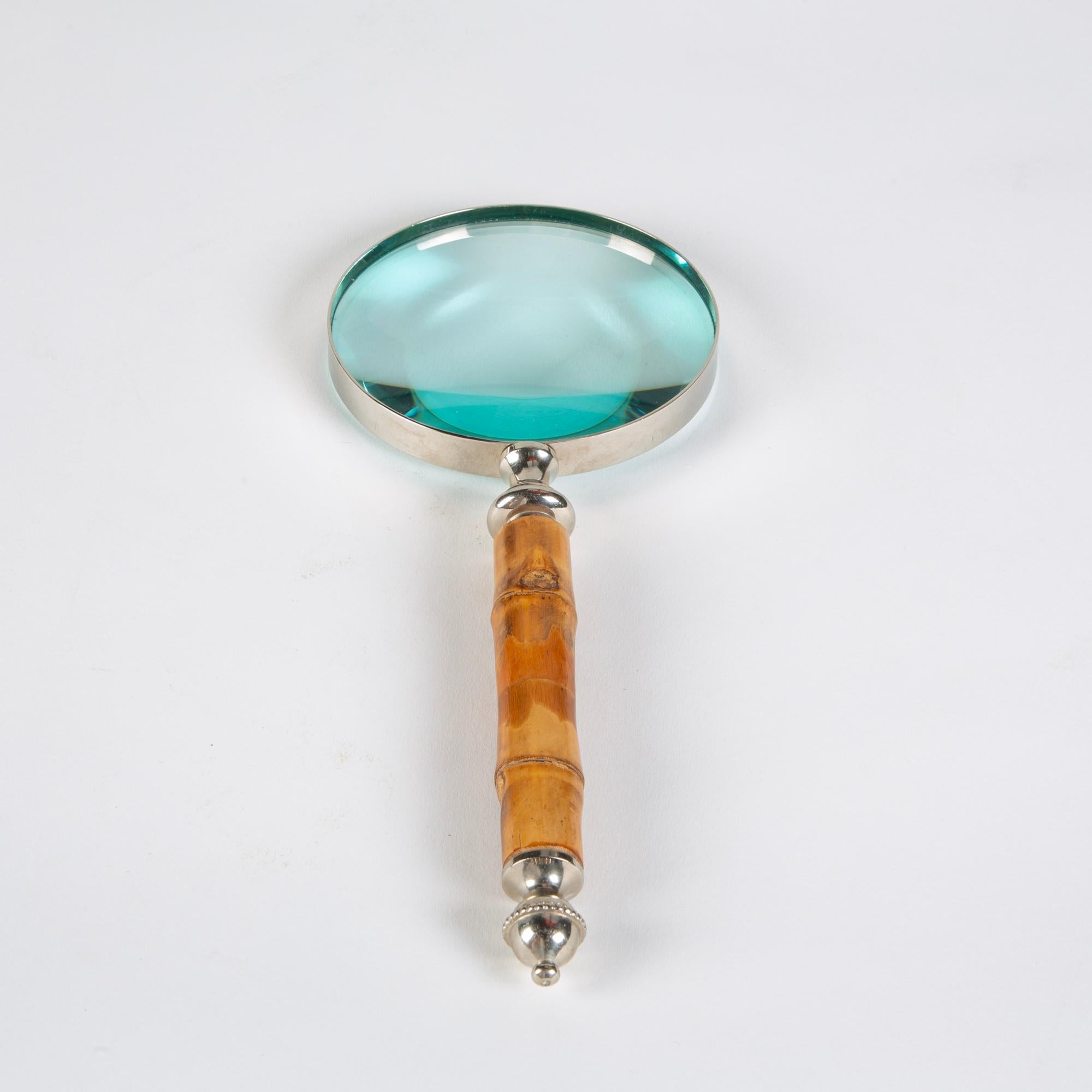 Mid-Century Modern Magnifying Glass with Bamboo Handle