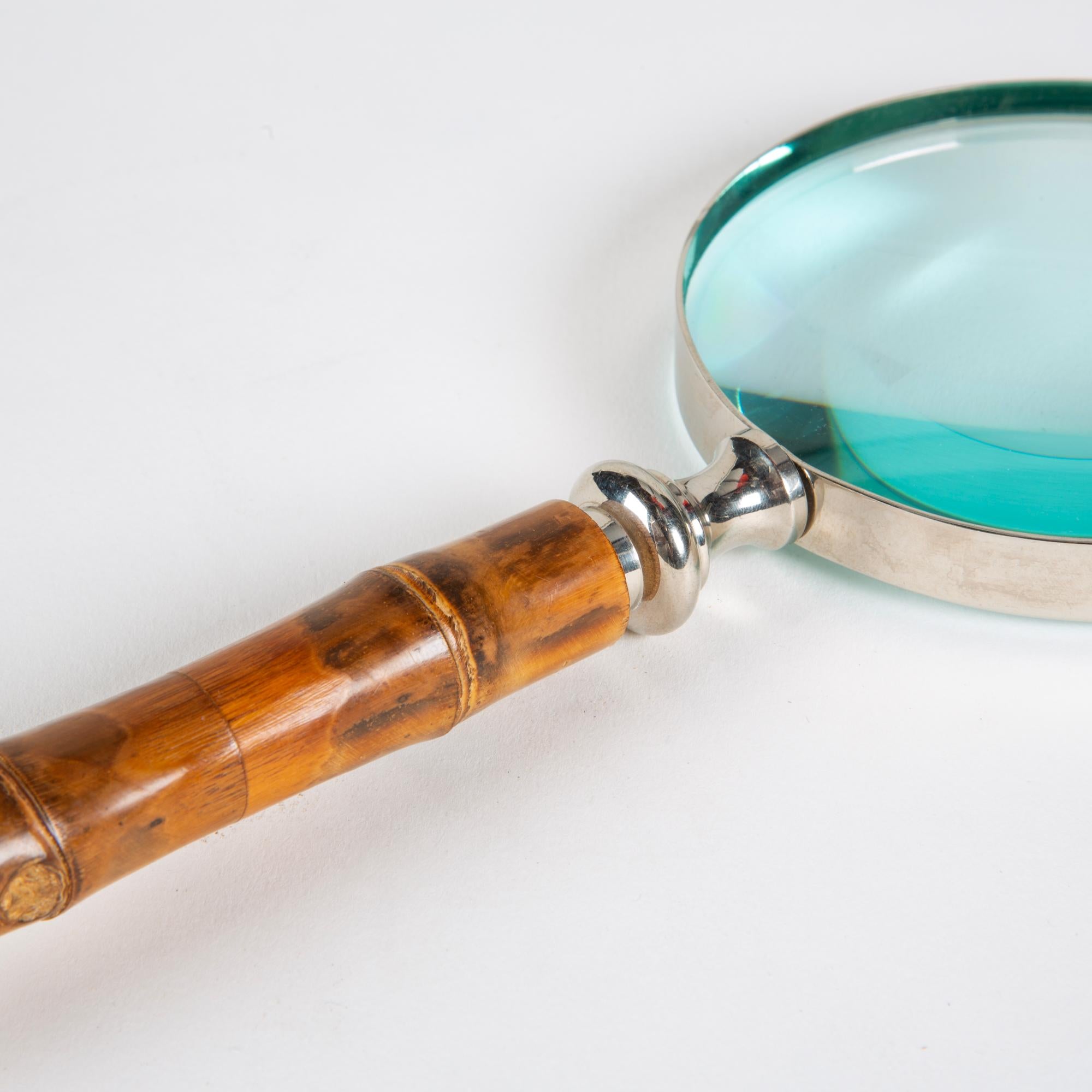Silver Magnifying Glass with Bamboo Handle