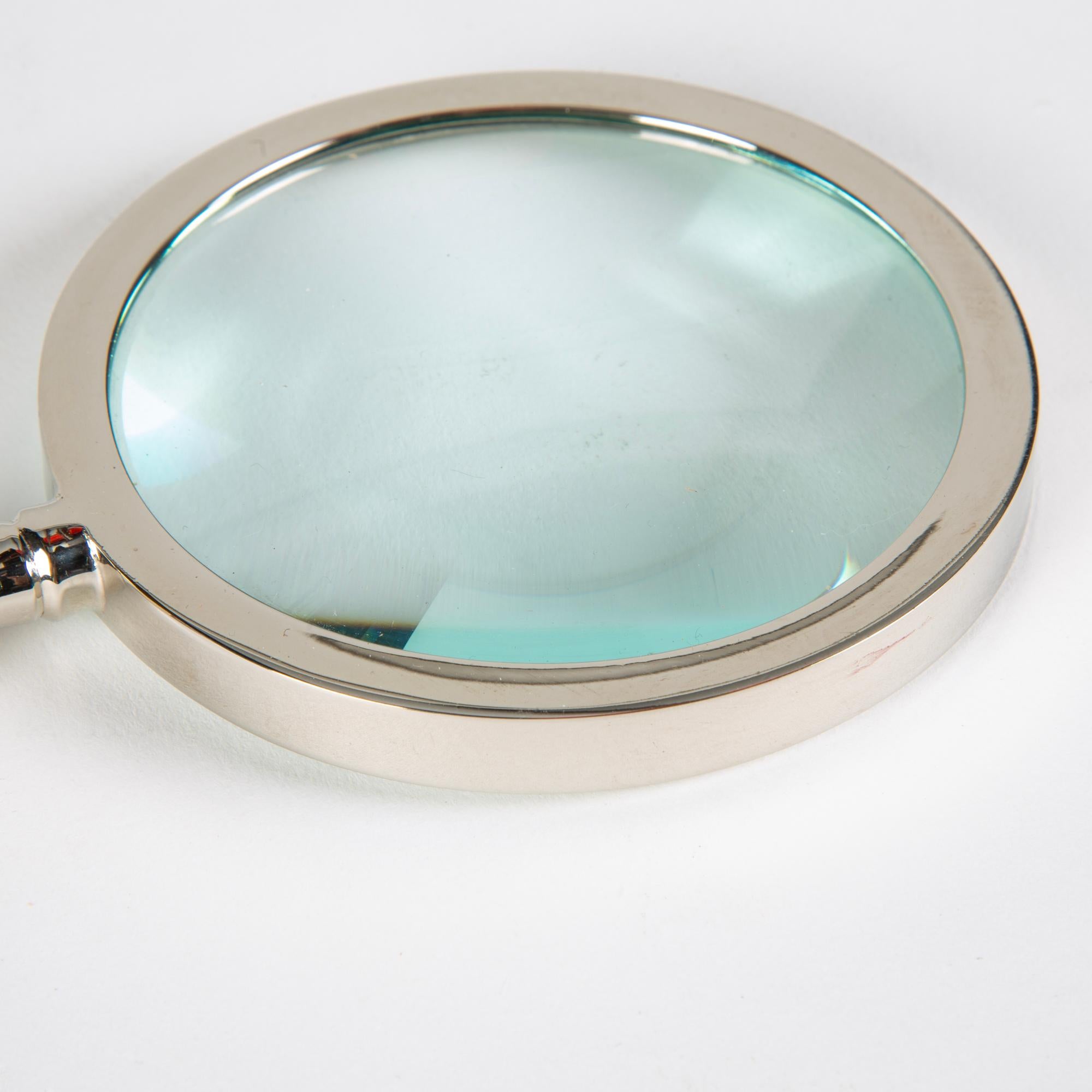 20th Century Magnifying Glass with Leather Croc Embossed Handle