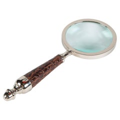 Used Magnifying Glass with Leather Croc Embossed Handle
