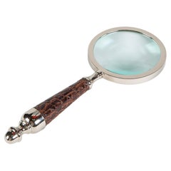 Vintage Magnifying Glass with Leather Croc Embossed Handle