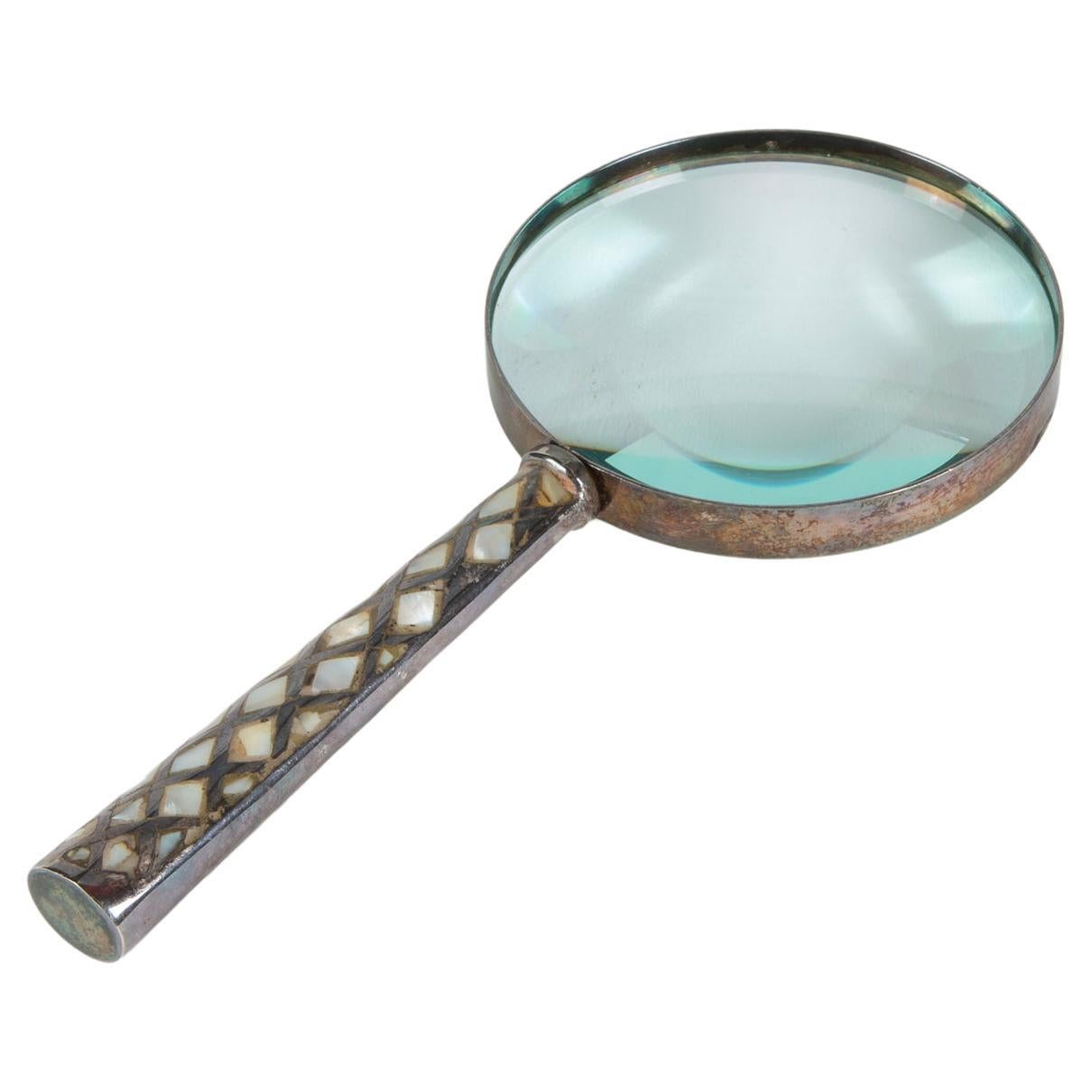 Magnifying Glass with Mother of Pearl Inlaid Handle For Sale