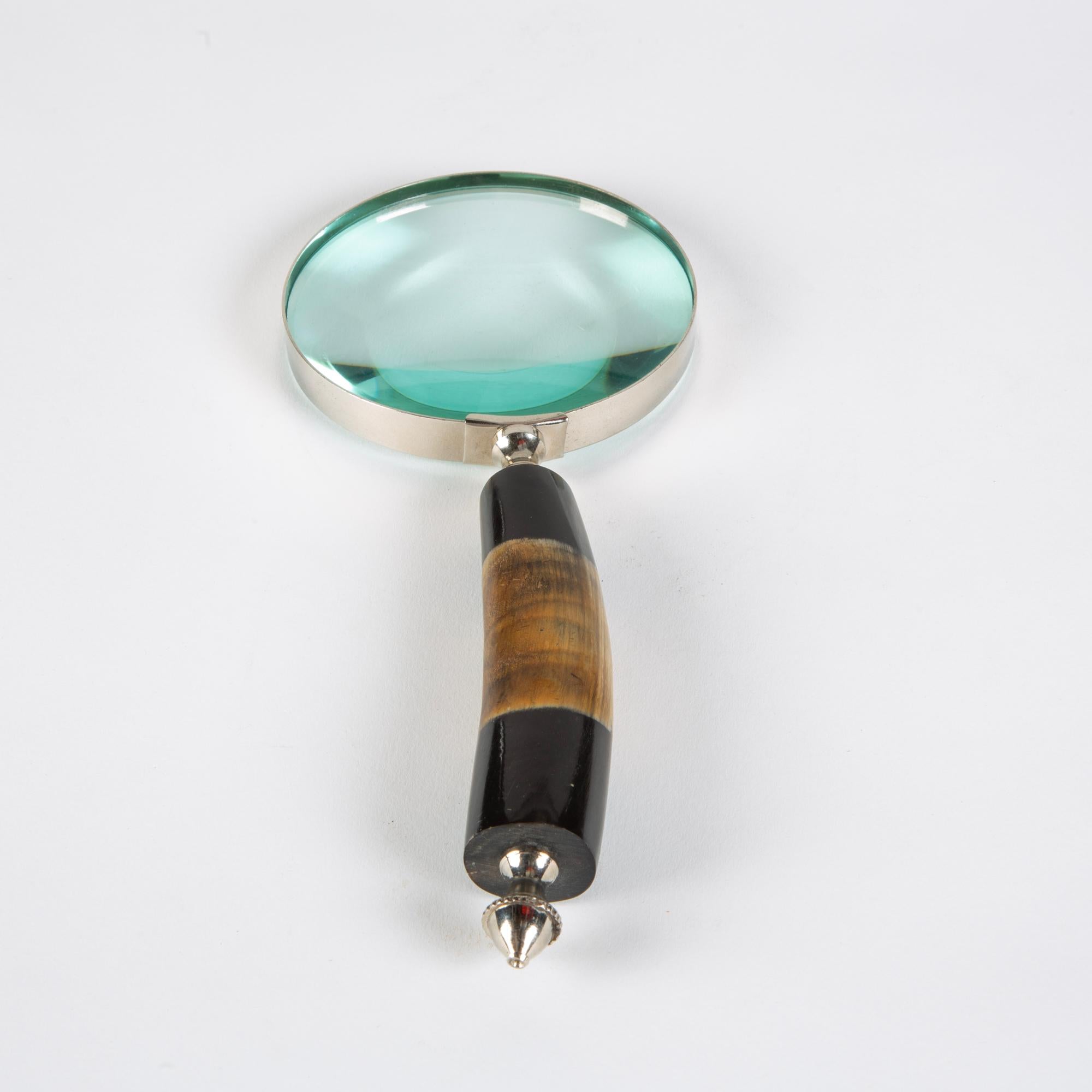 Mid-Century Modern Magnifying Glass with Polished Horn Handle