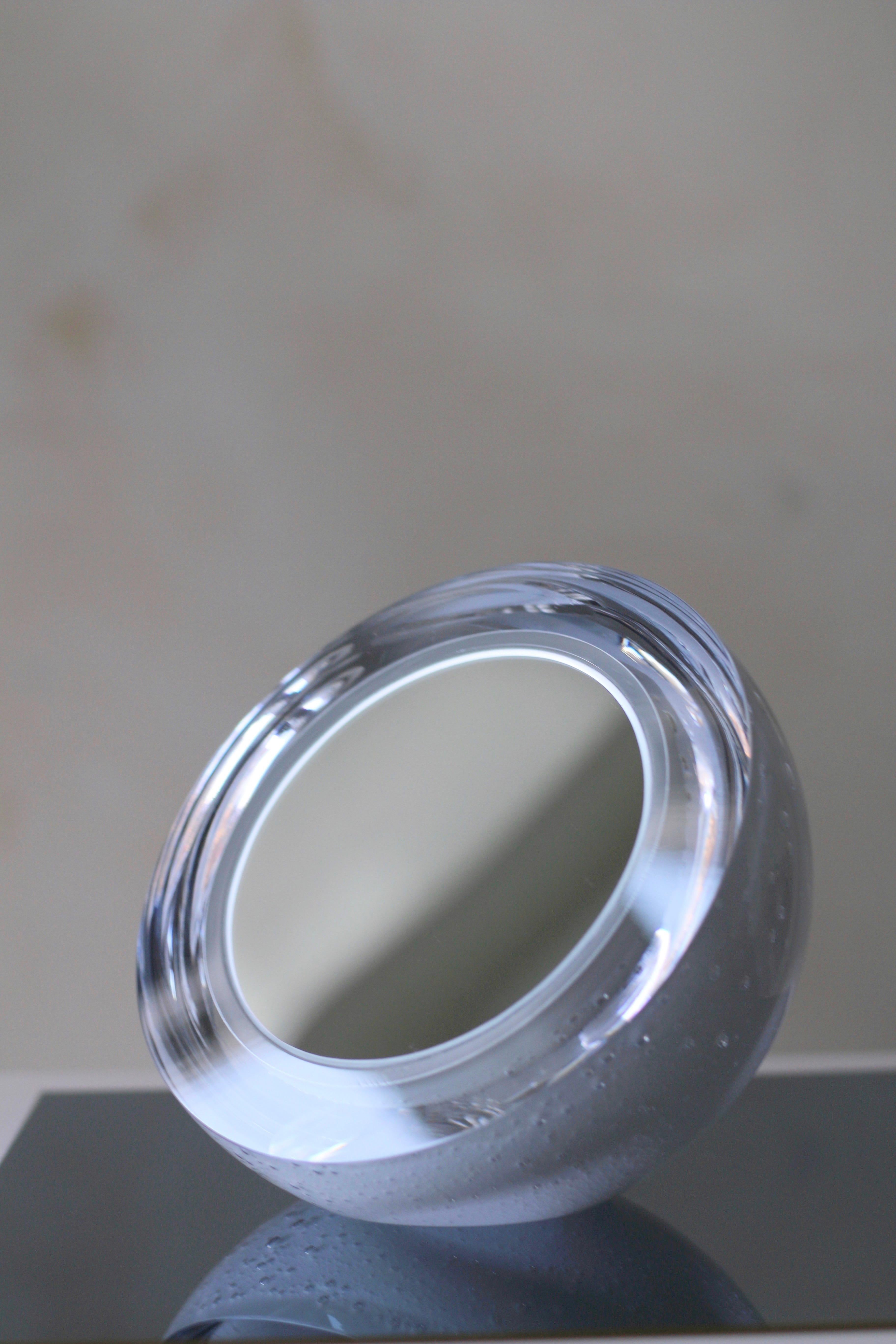 Hand-Crafted Magnifying Vanity Mirror in Glass For Sale