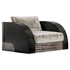 Magno Club Chair in Black Lacquer and Eucalyptus by Palena Furniture