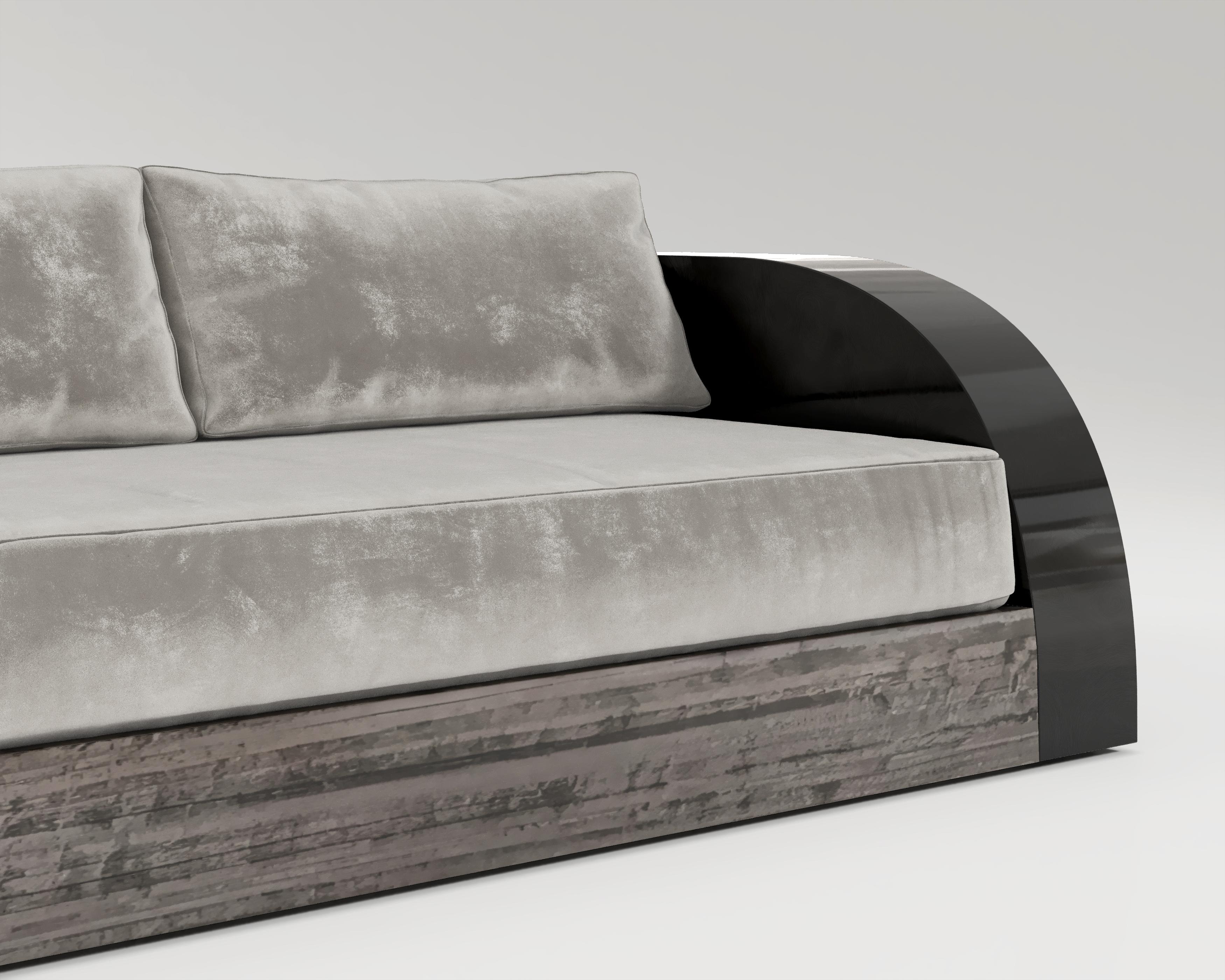 Contemporary Magno Sofa in Eucalyptus and Black Lacquer by Palena Furniture   For Sale