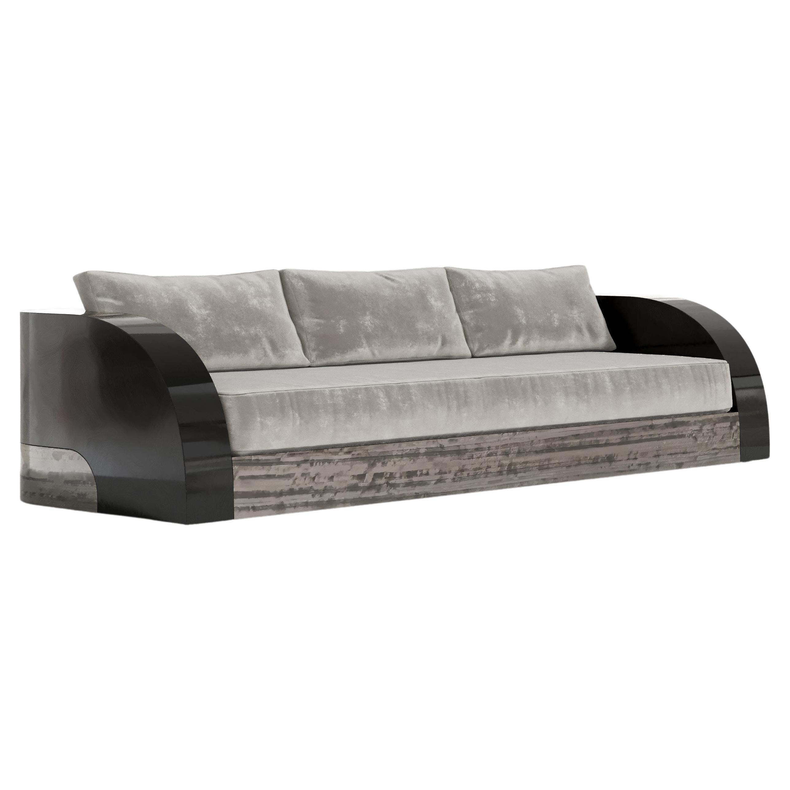 Magno Sofa in Eucalyptus and Black Lacquer by Palena Furniture   For Sale