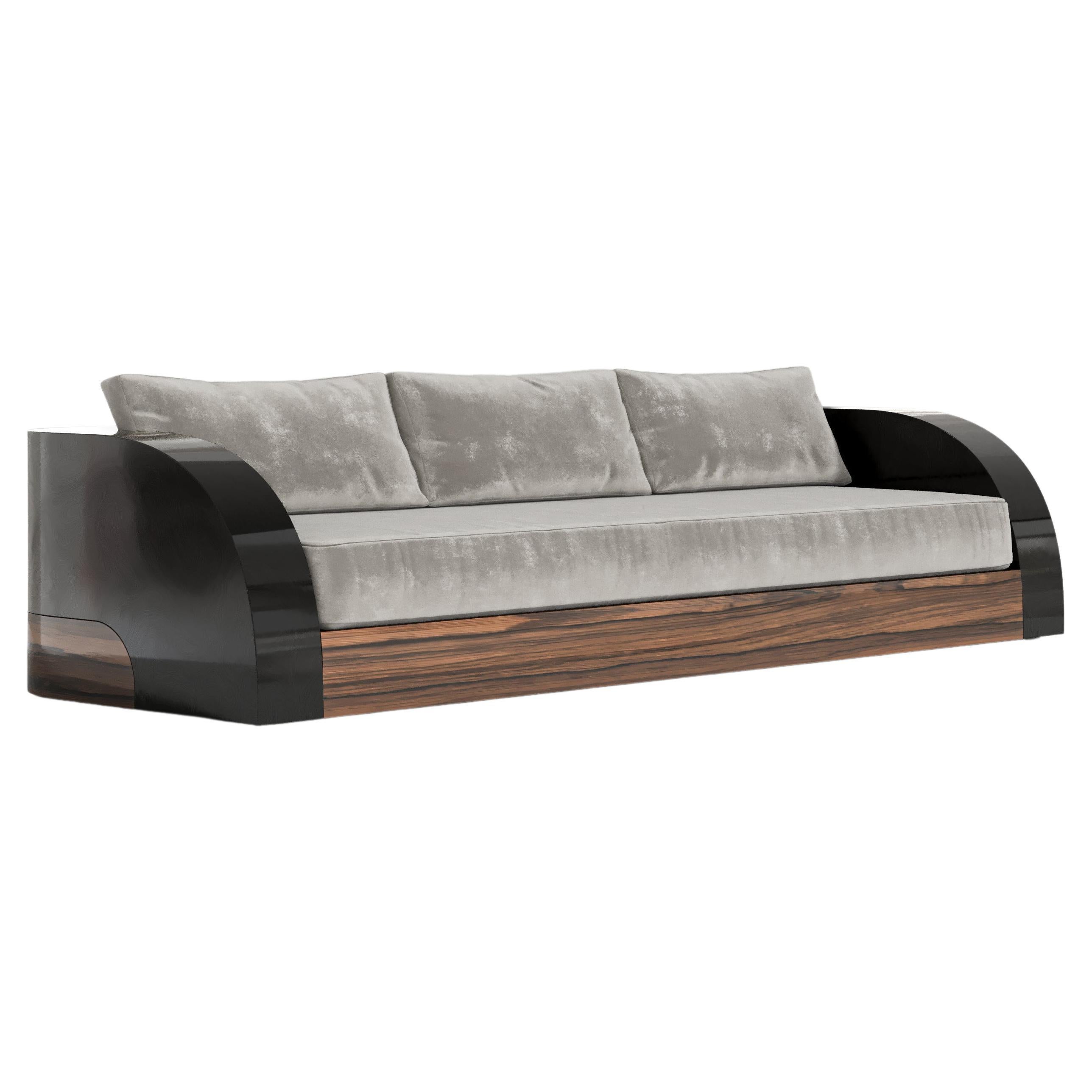 Magno Sofa in Walnut and Black Lacquer by Palena Furniture For Sale