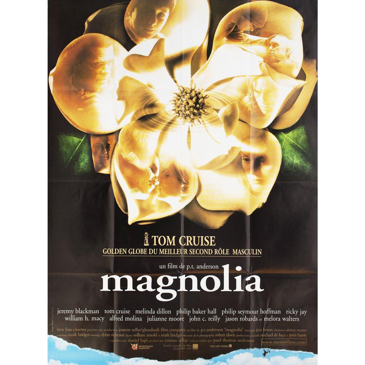 Original 1999 French grande poster for the film 'Magnolia' directed by Paul Thomas Anderson with Julianne Moore / William H. Macy / John C. Reilly / Tom Cruise. Very good-fine condition, folded. Many original posters were issued folded or were