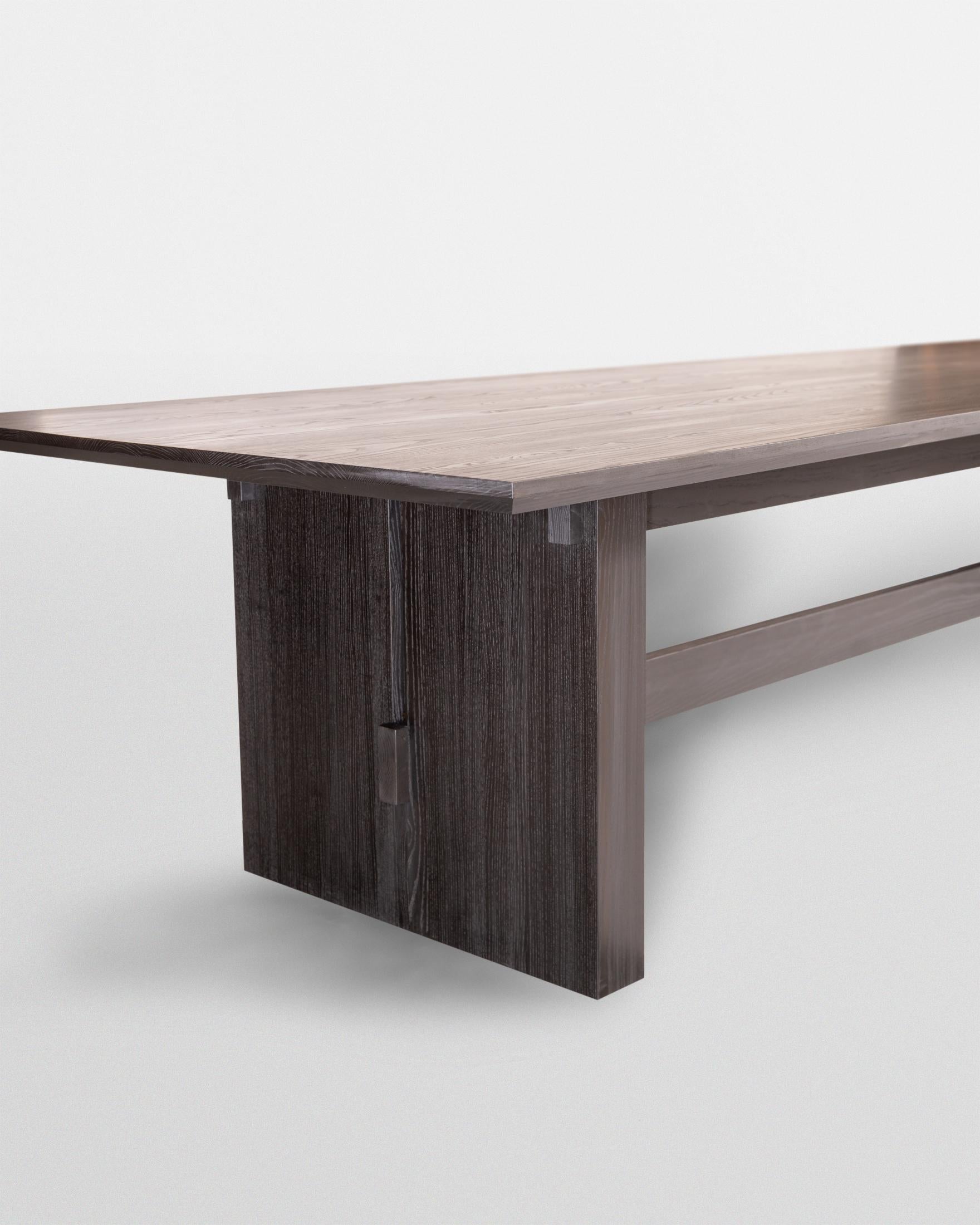 Contemporary Magnolia Conference Table in Blackened Ash with Chamfered Knife Edge For Sale