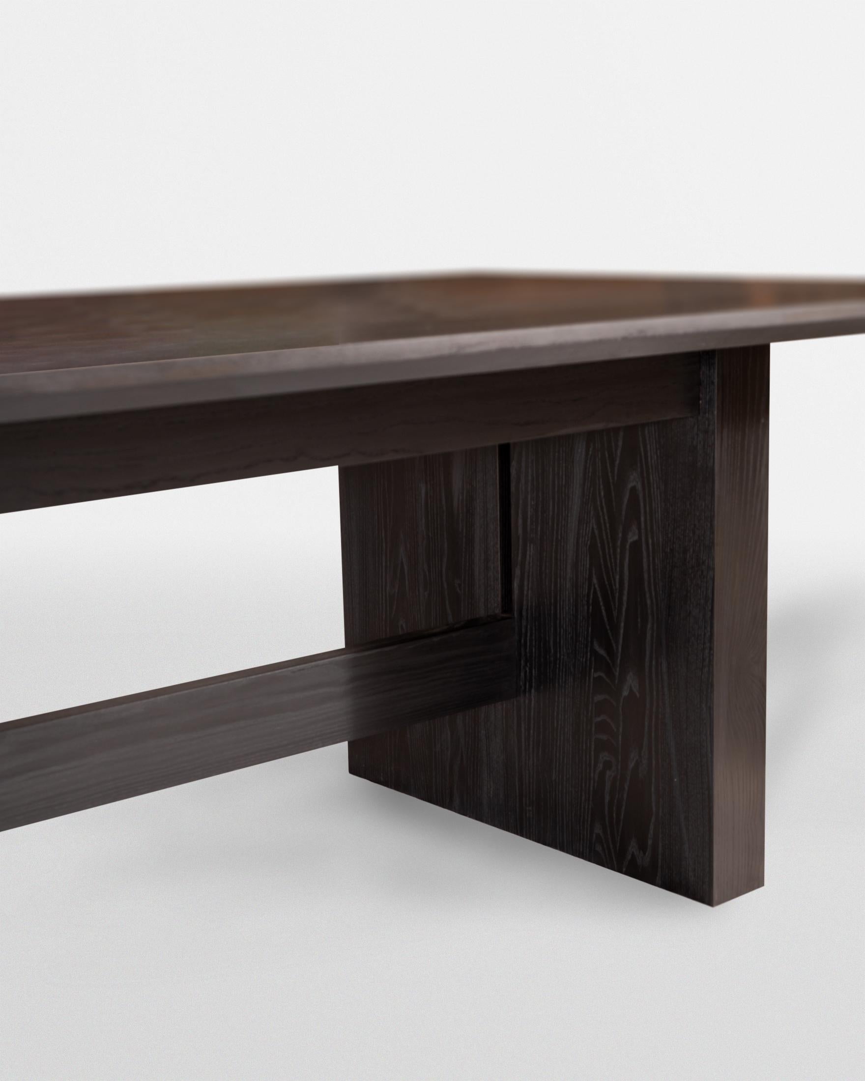 Hand-Crafted Magnolia Conference Table in Blackened Ash with Chamfered Knife Edge For Sale