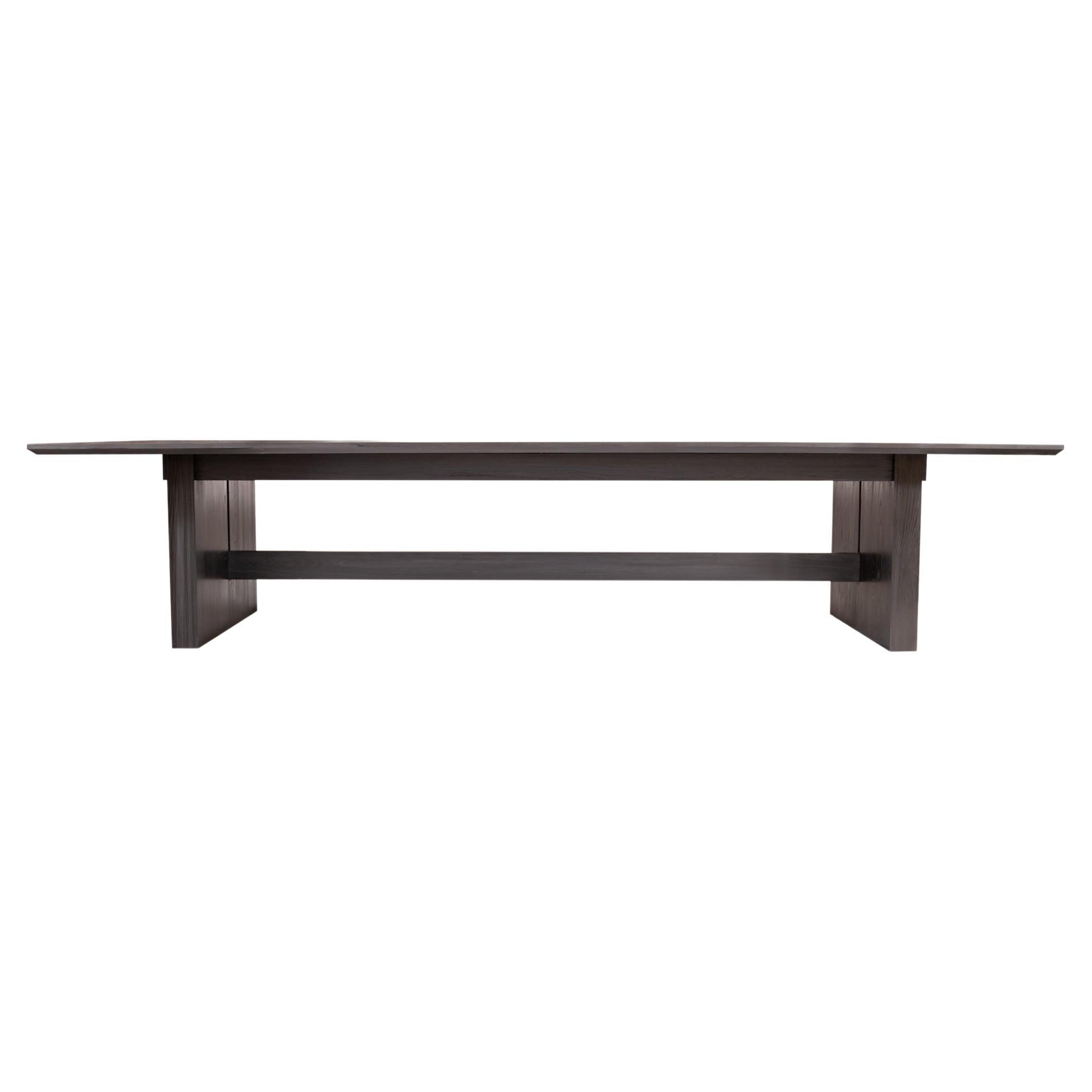 Magnolia Conference Table in Blackened Ash with Chamfered Knife Edge For Sale