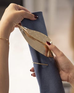 Magnolia - Elegante portatovaglioli in ottone placcato oro e nichel