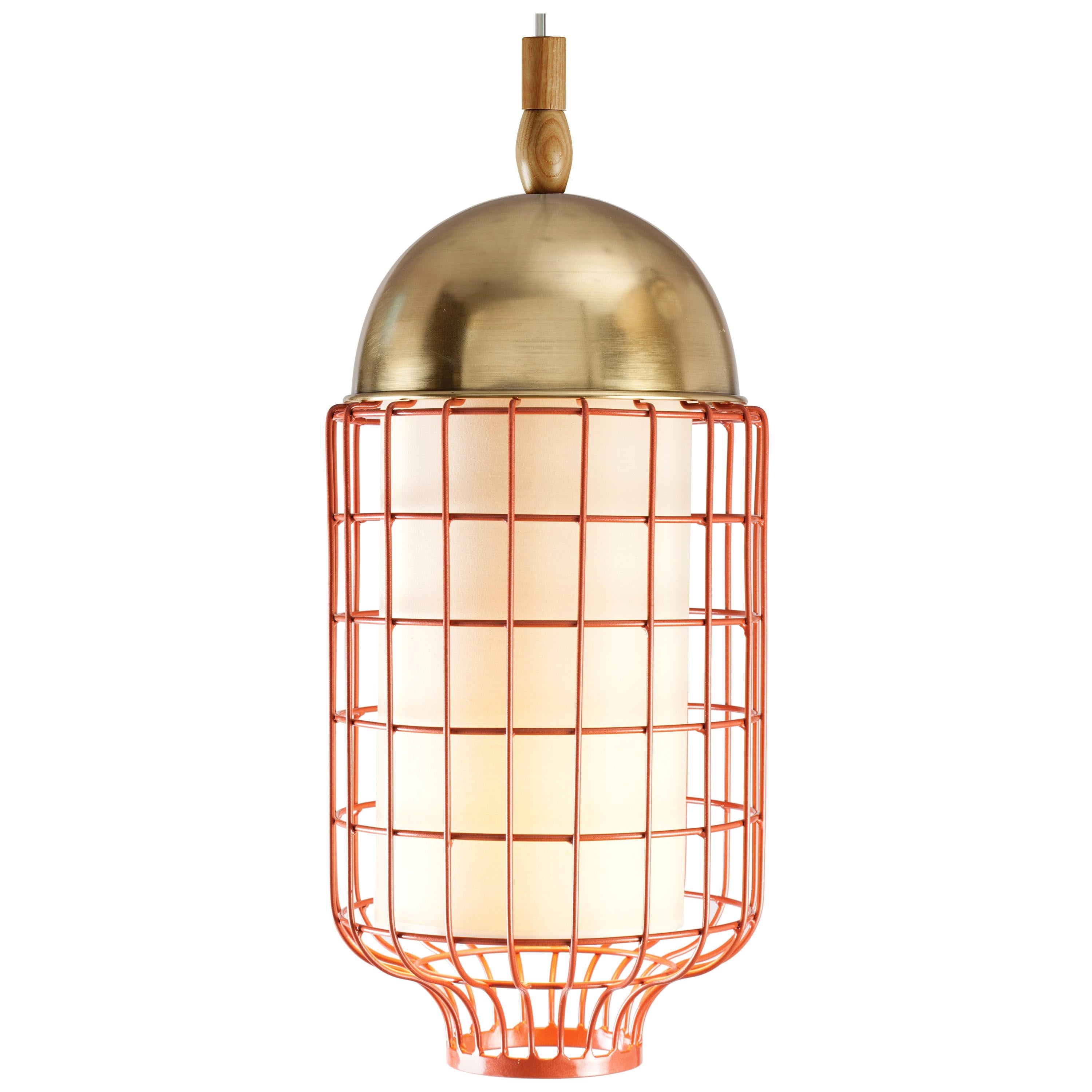 21st Century Art Deco Magnolia II Pendant Lamp Polished Brass and Copper color