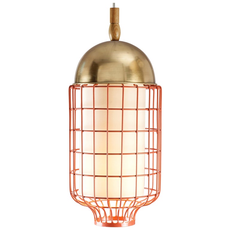 21st Century Art Deco Magnolia II Pendant Lamp Polished Brass and Copper color For Sale