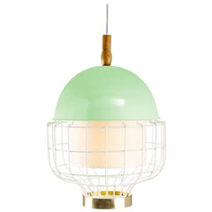21st Century Art Deco Magnolia III Pendant Dream Green, Brass and Ivory
