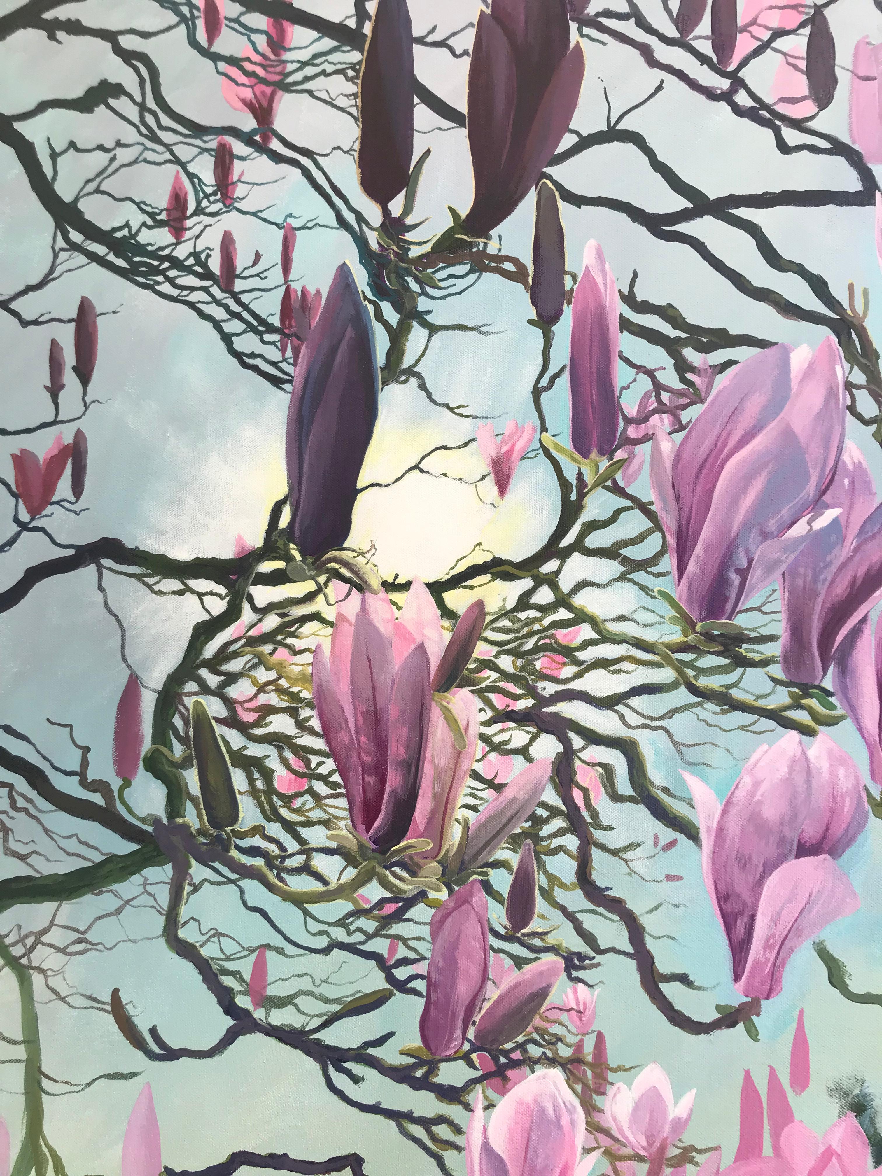 English Magnolia Passion, Contemporary Landscape Painting For Sale