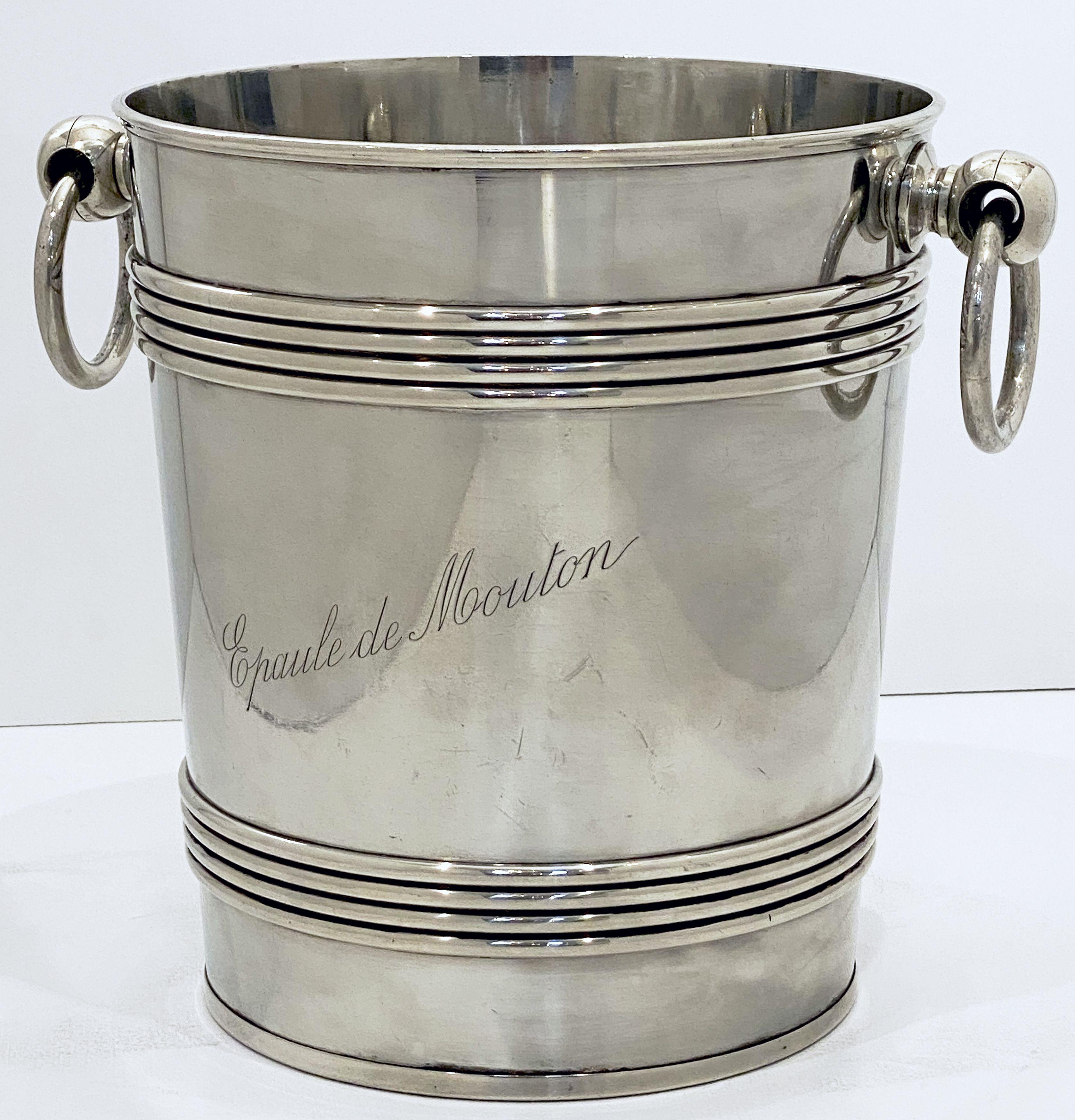 Metal Magnum-Sized French Ice Bucket or Wine or Champagne Cooler, Epaule De Mouton
