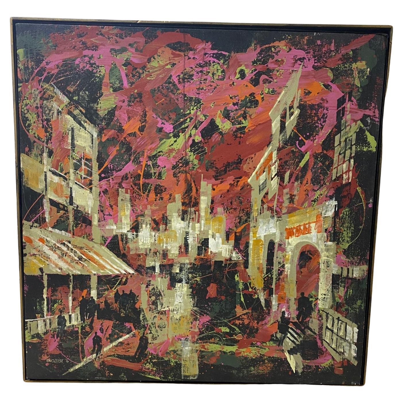 MidCentury Modern Extra Large Original Artist Signed Abstract Painting