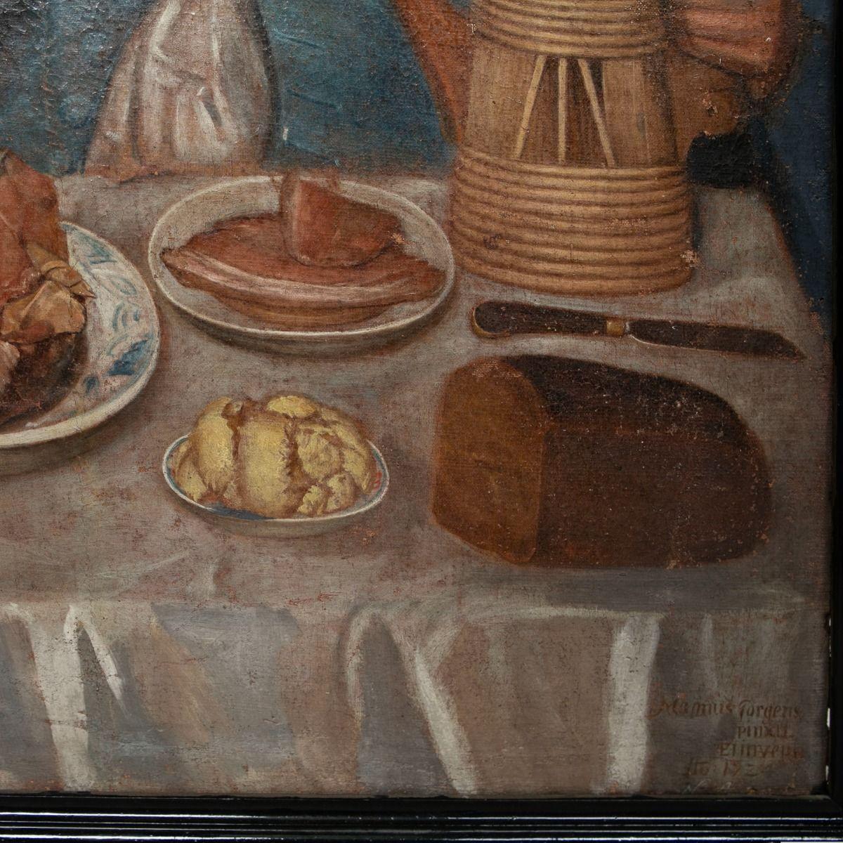 Magnus Jørgensen - Due gentiluomini a tavola ben apparecchiati, firmato 1724 in vendita 3