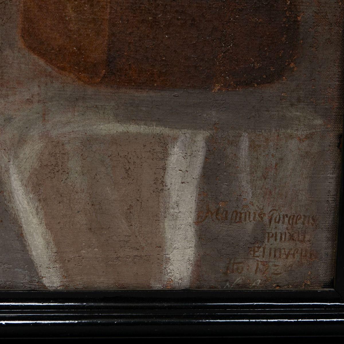 Barocco Magnus Jørgensen - Due gentiluomini a tavola ben apparecchiati, firmato 1724 in vendita