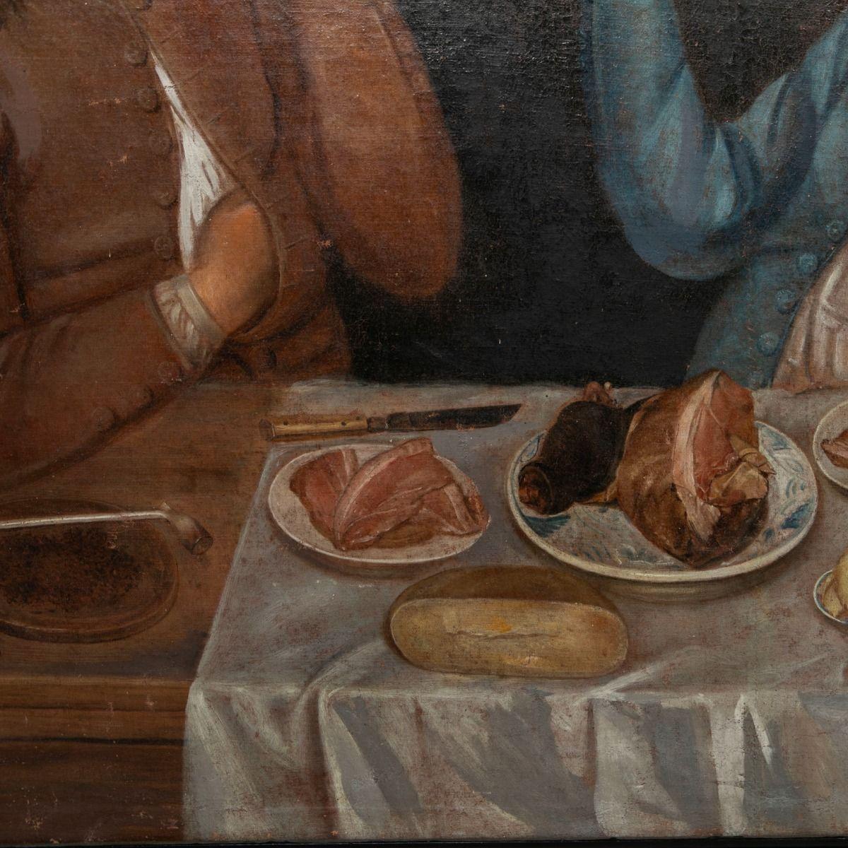 XVIII secolo Magnus Jørgensen - Due gentiluomini a tavola ben apparecchiati, firmato 1724 in vendita