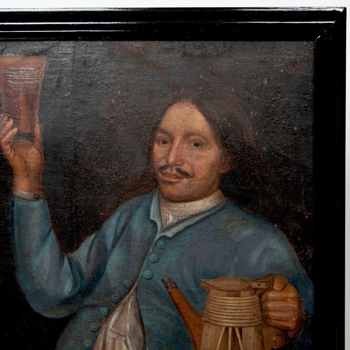 Magnus Jørgensen - Due gentiluomini a tavola ben apparecchiati, firmato 1724 in vendita 1
