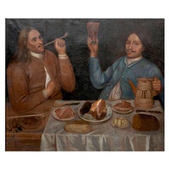 Magnus Jørgensen - Zwei Herren an einem gut gedeckten Tisch, signiert 1724