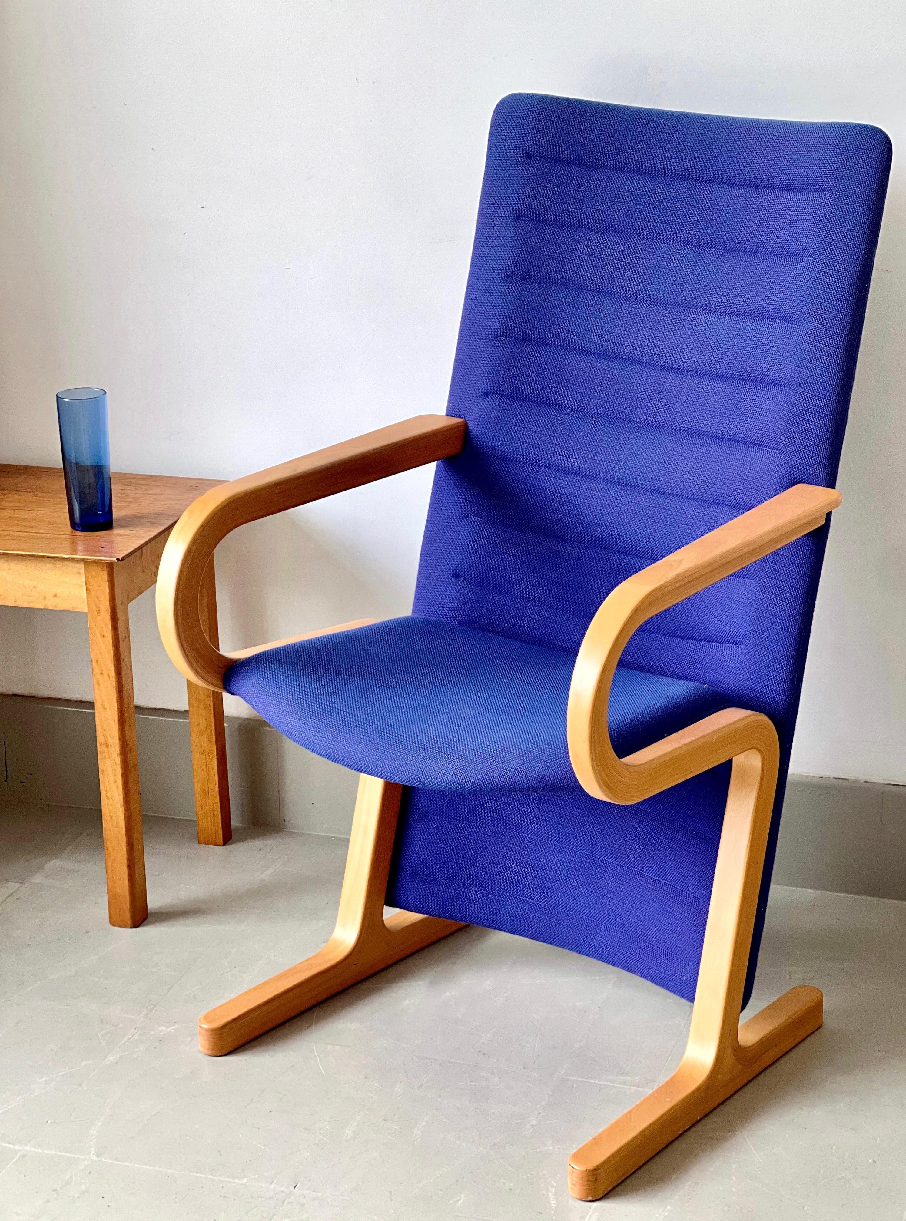 Danish Magnus Olesen blue chair, probably by Rud Thygesen & Johnny Sørensen, Denmark For Sale