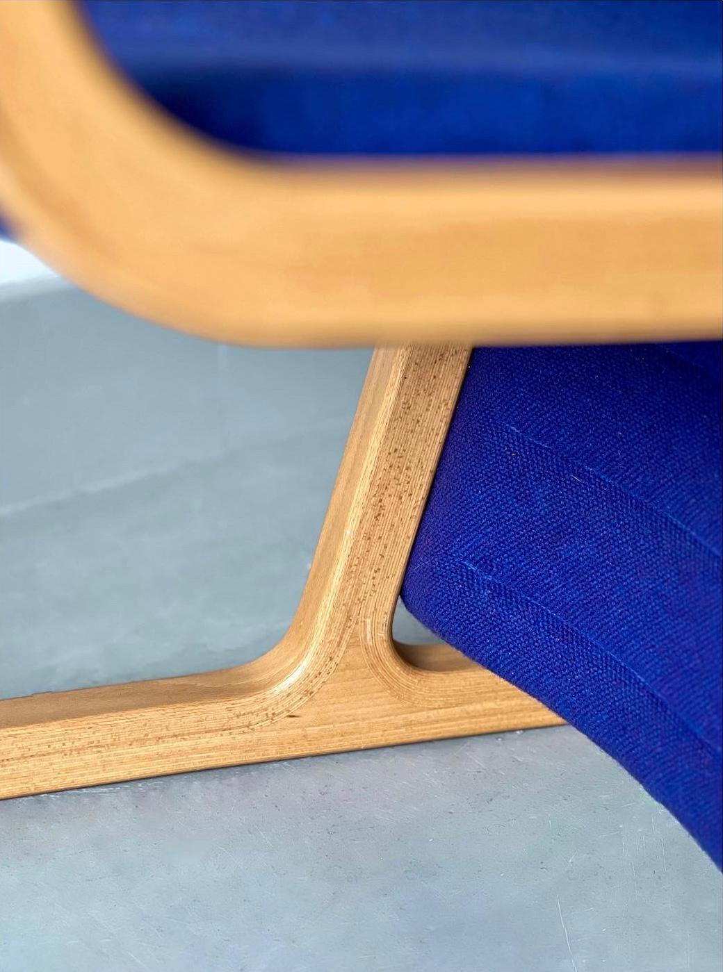 Late 20th Century Magnus Olesen blue chair, probably by Rud Thygesen & Johnny Sørensen, Denmark For Sale