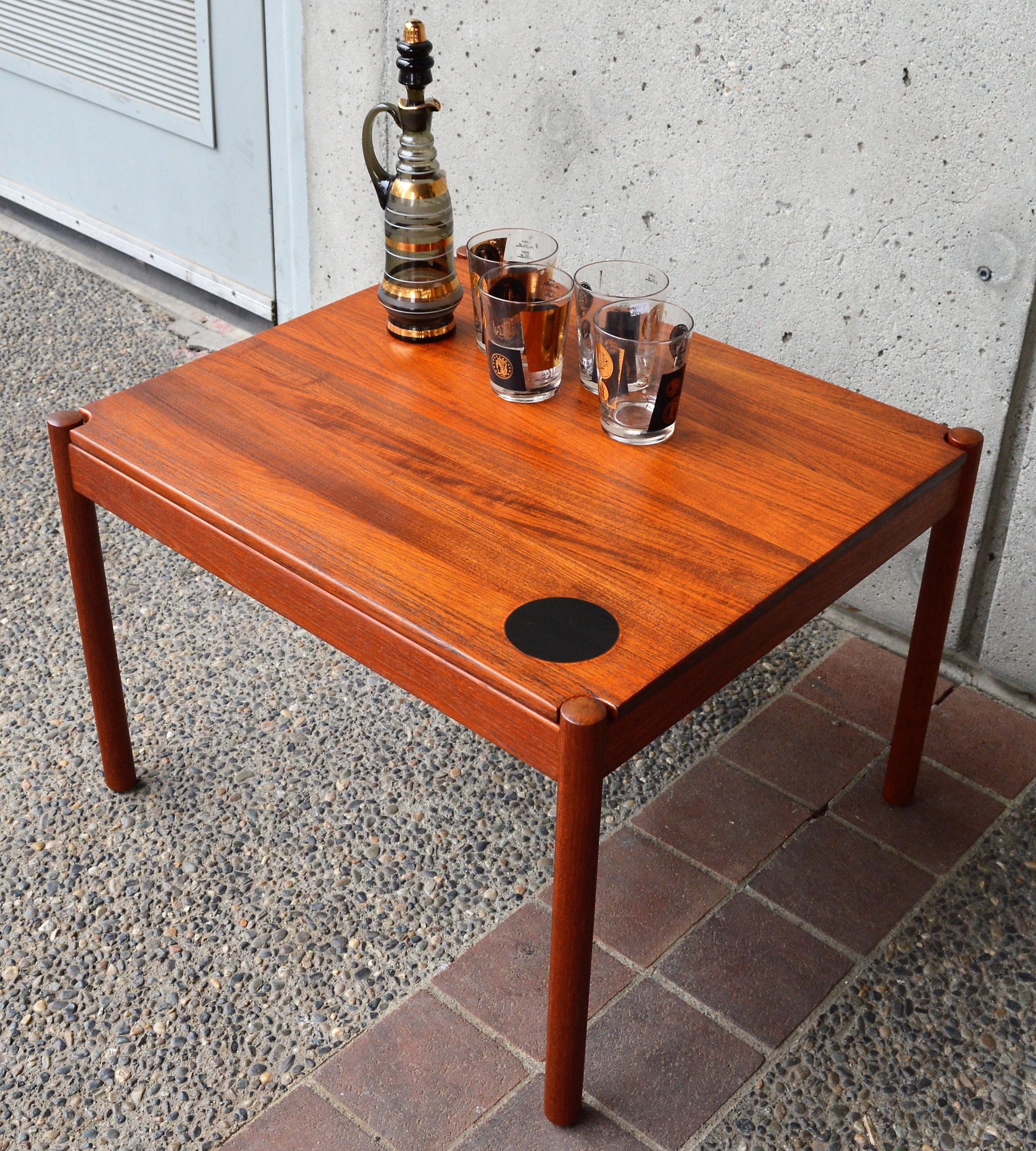 Magnus Olesen Flip Top Solid Teak Side or Coffee Table for Durup 1960s Denmark 2