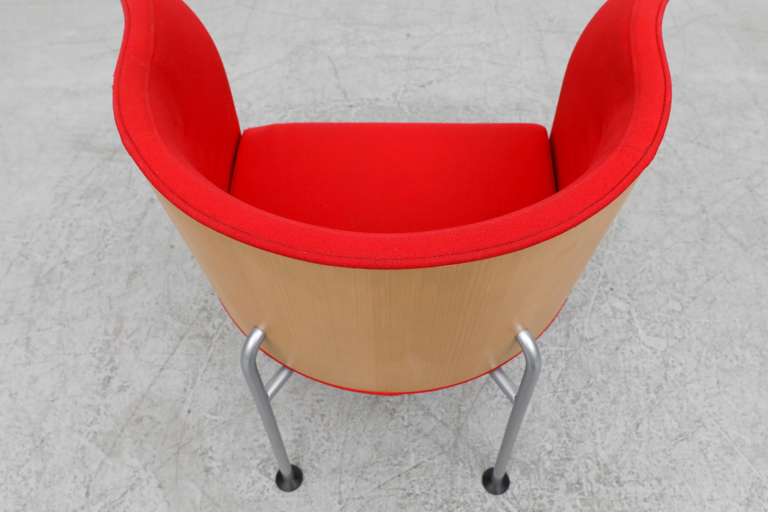 Red Magnus Olesen Lotus Chair in White Ash by Rud Thygensen & Johnny Sørensen For Sale 3
