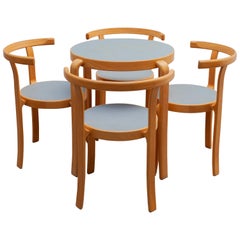 Magnus Olesen Set Round Table and Four Stacking Chairs, Denmark