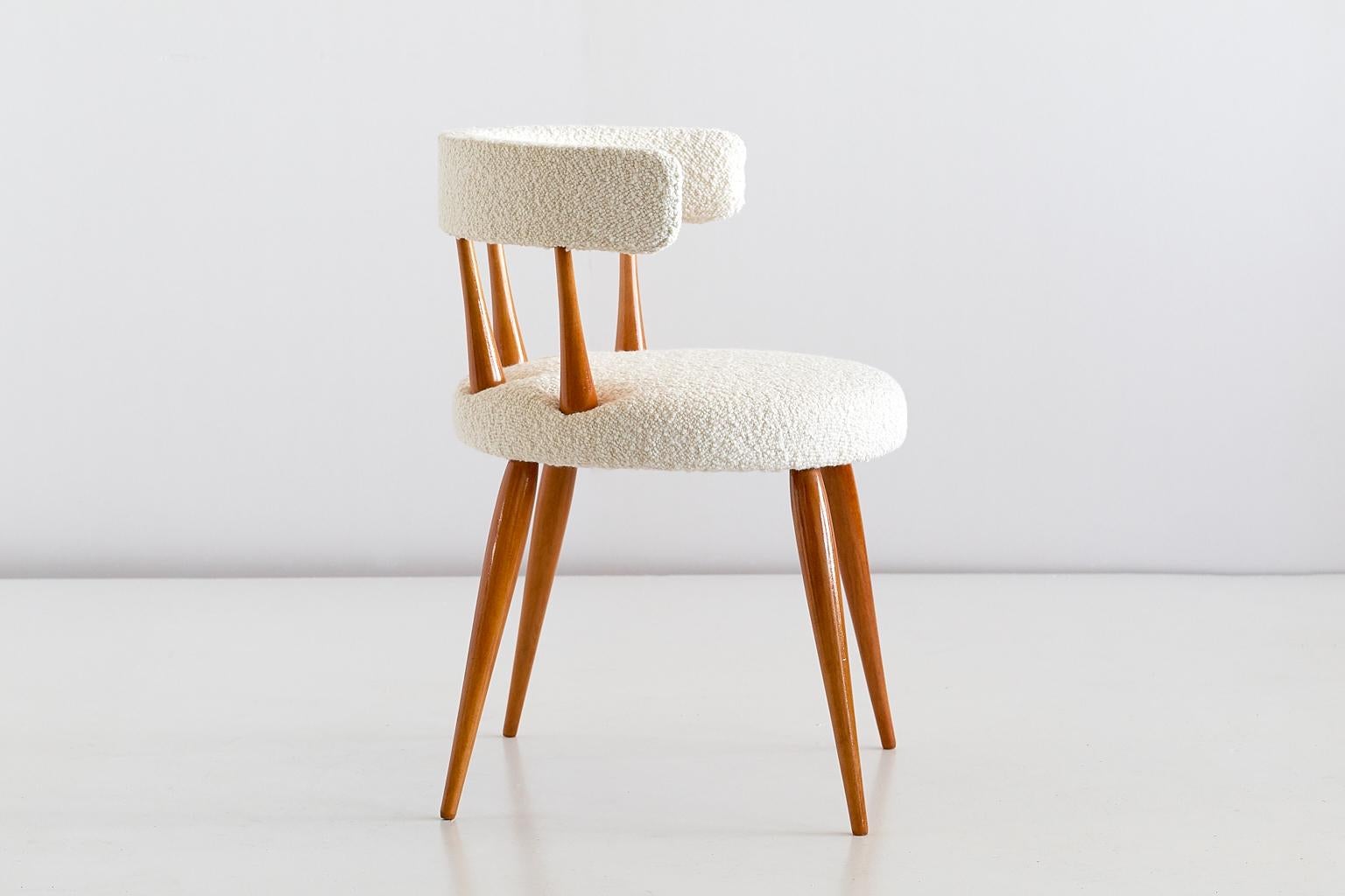 Magnus Stephensen Attributed Chair in Beech and Dedar Bouclé, Denmark, 1950s In Good Condition In The Hague, NL