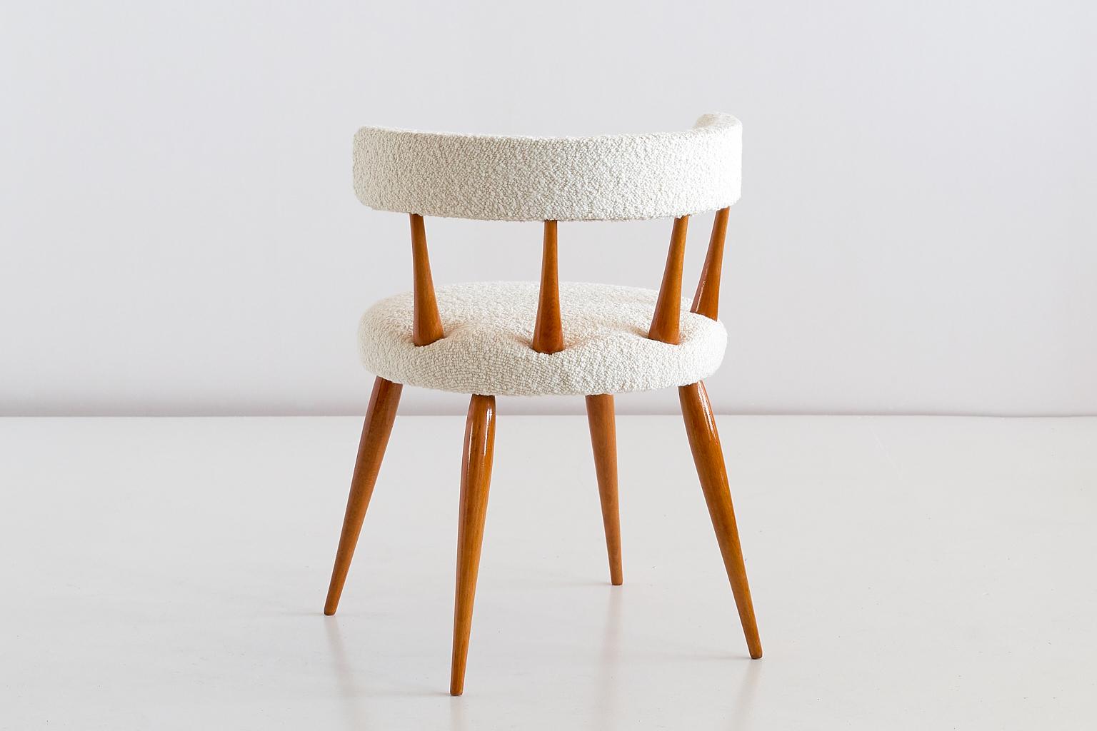 Magnus Stephensen Attributed Chair in Beech and Dedar Bouclé, Denmark, 1950s 1