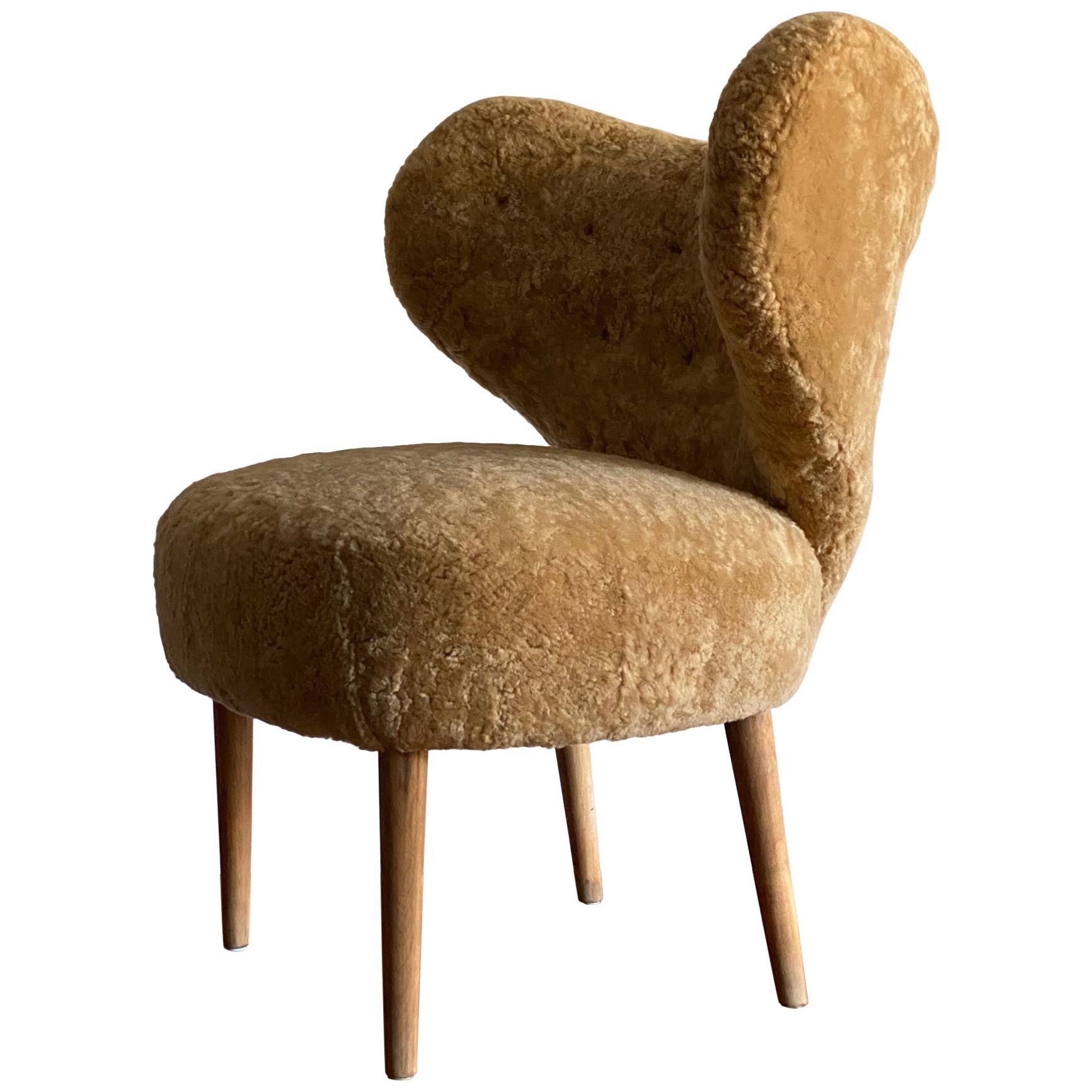 Magnus Stephensen 'Attributed' Lounge Chair Beige Sheepskin Beech, Denmark