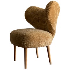 Magnus Stephensen 'Attributed' Lounge Chair Beige Sheepskin Beech, Denmark